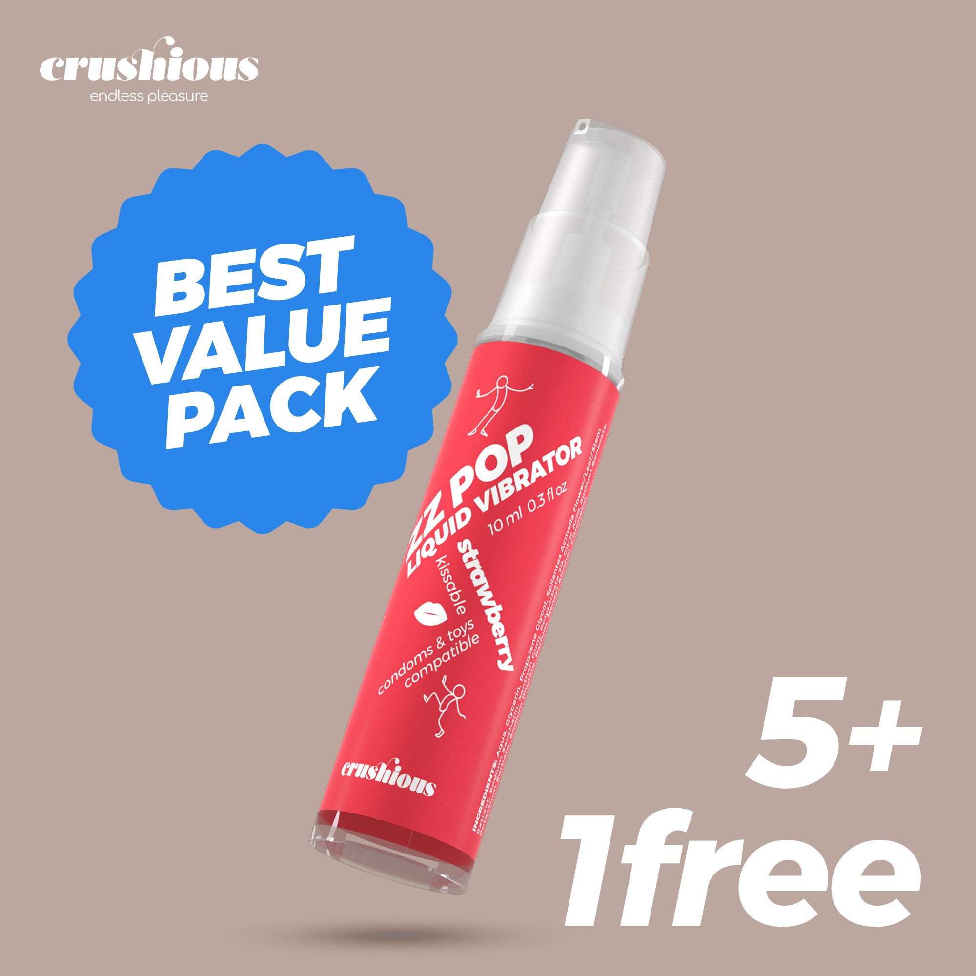 PACK 5 + 1 GRATUIT LIQUIDE VIBRATEUR ZZ POP ARÔME FRAISE 10ML CRUSHIOUS