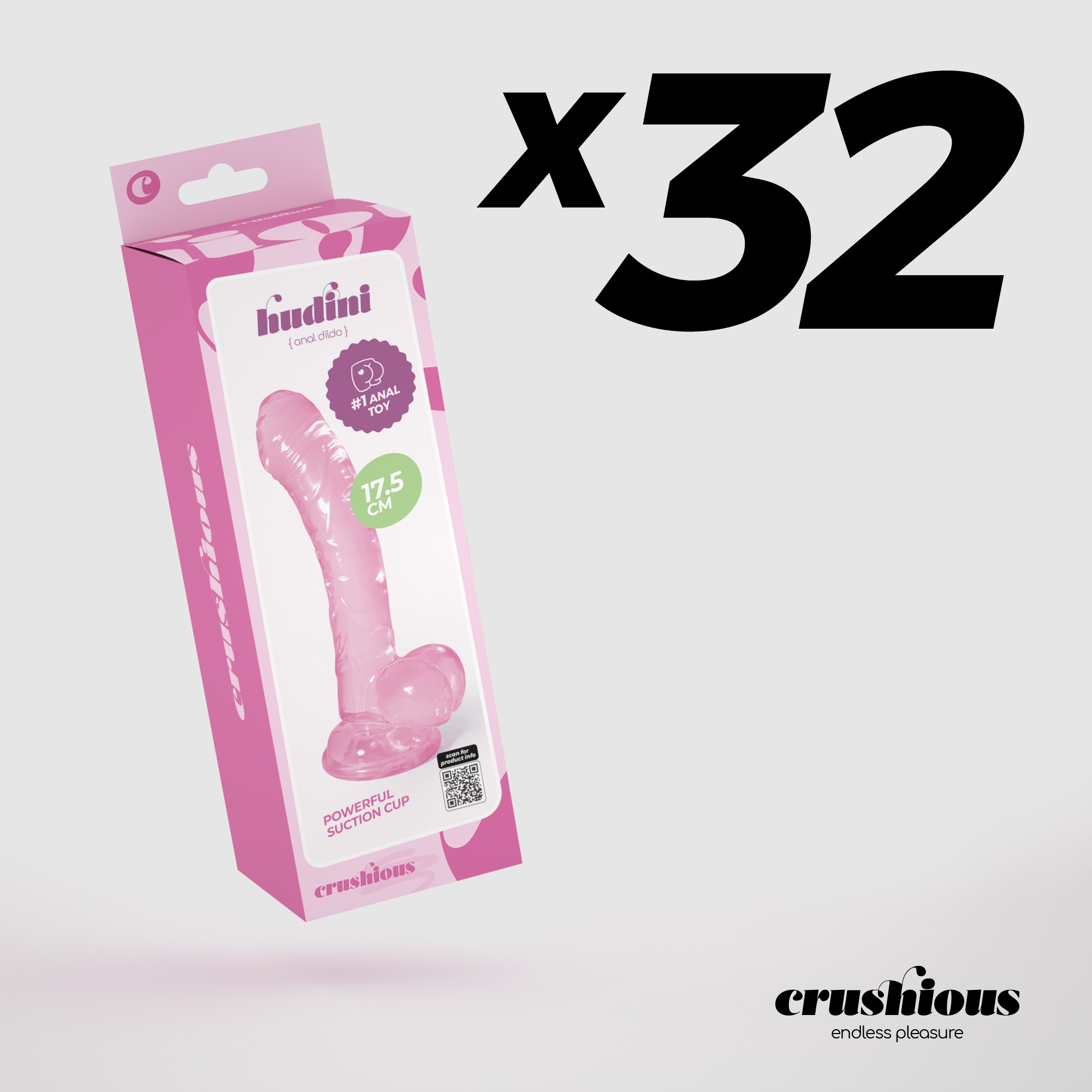 PACK DE 32 HUDINI GODE ANAL EN GELÉE ROSE CRUSHIOUS