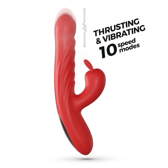 LAPIN VIBRATEUR RABBIT RECHARGEABLE AVEC POUSSÉE ROUGE CRUSHIOUS