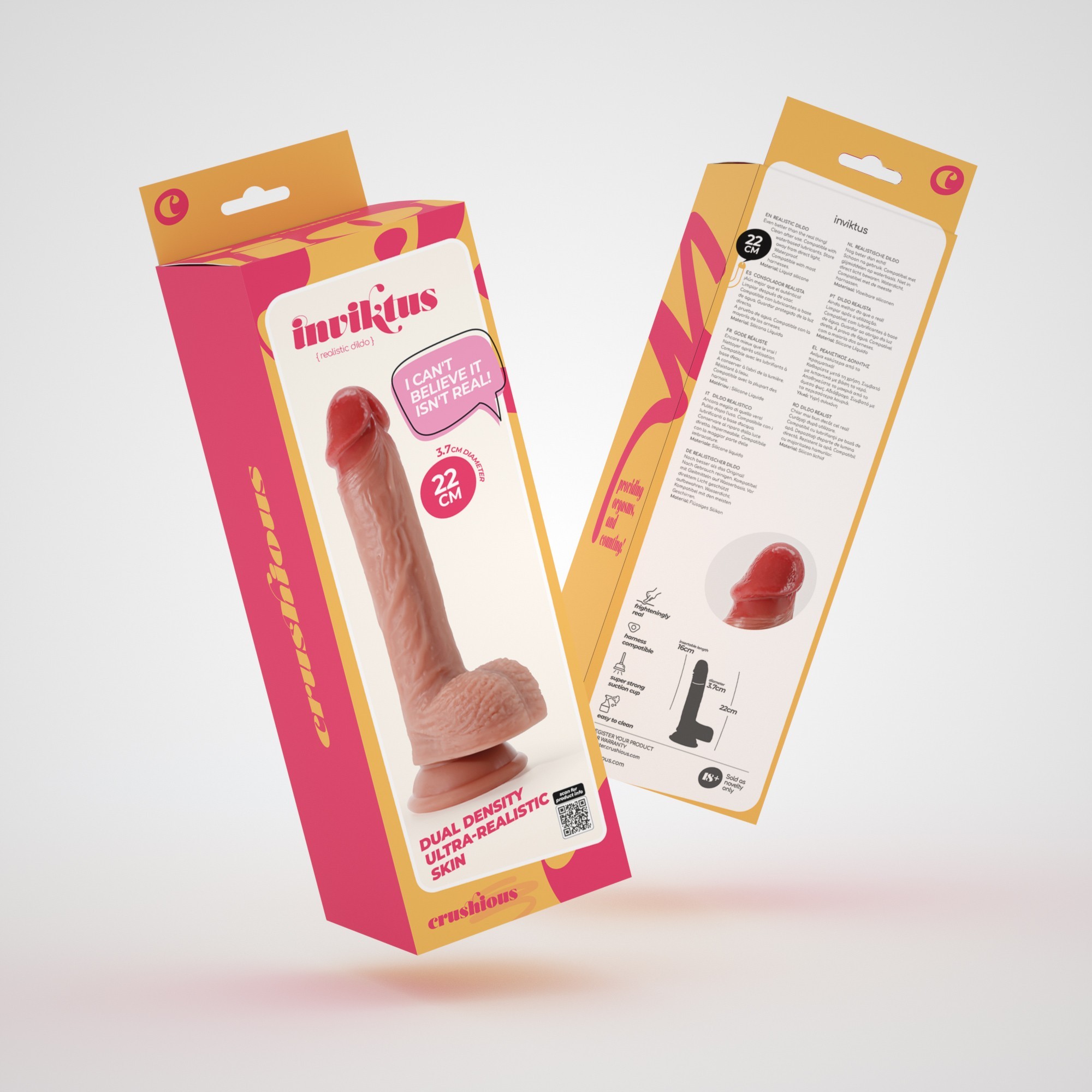 CONFEZIONE DA 16 DILDO INVITIKTUS 8 IN SILICONE LIQUIDO CRUSHIOUS COLOR CARNE