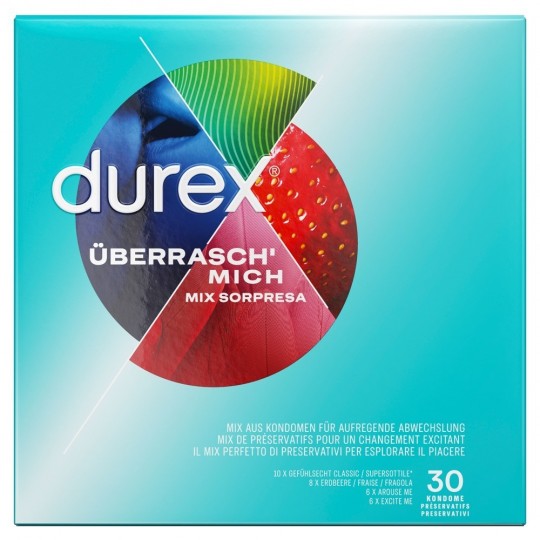 PACK PRESERVATIVOS ÜBERRASCH´ MICH DUREX COM 30 UNIDADES