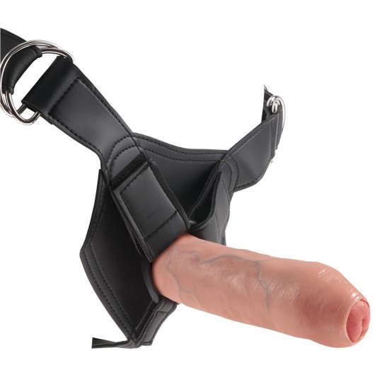 7&quot; UNCUT COCK WITH STRAP-ON HARNESS