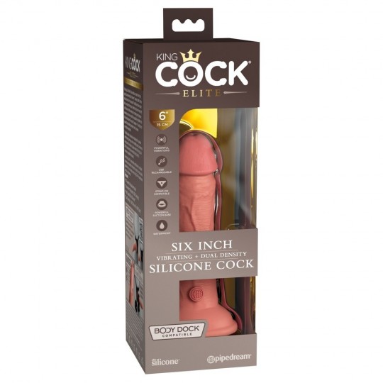 6\&quot; VIBRATING + DUAL DENSITY SILICONE COCK