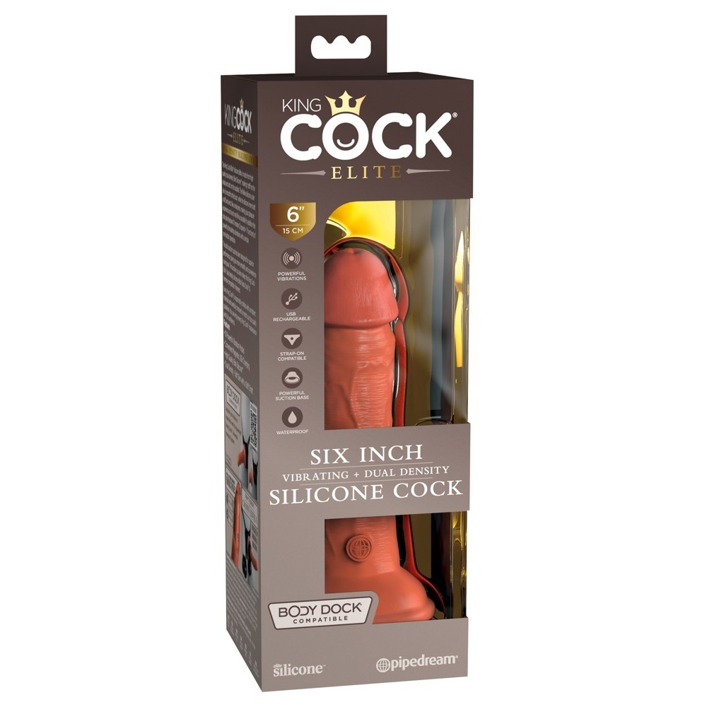 6\&quot; VIBRATING + DUAL DENSITY SILICONE COCK