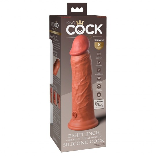 8&quot; VIBRATING + DUAL DENSITY SILICONE COCK