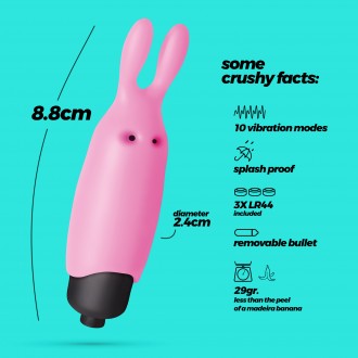 CRUSHIOUS O-PET RABBIT WITH 10 VIBRATION BULLET PASTEL PINK