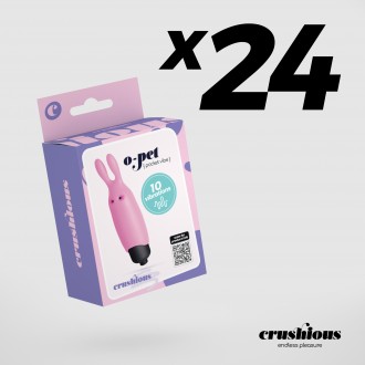 PACK DE 24 O-PET LAPIN AVEC BALLE À 10 VIBRATIONS ROSE PASTEL CRUSHIOUS