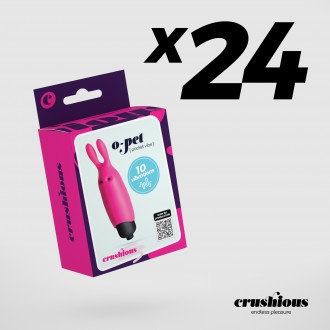 PACK DE 24 O-PET COELHO COM BALA DE 10 VIBRAÇÕES ROSA CRUSHIOUS