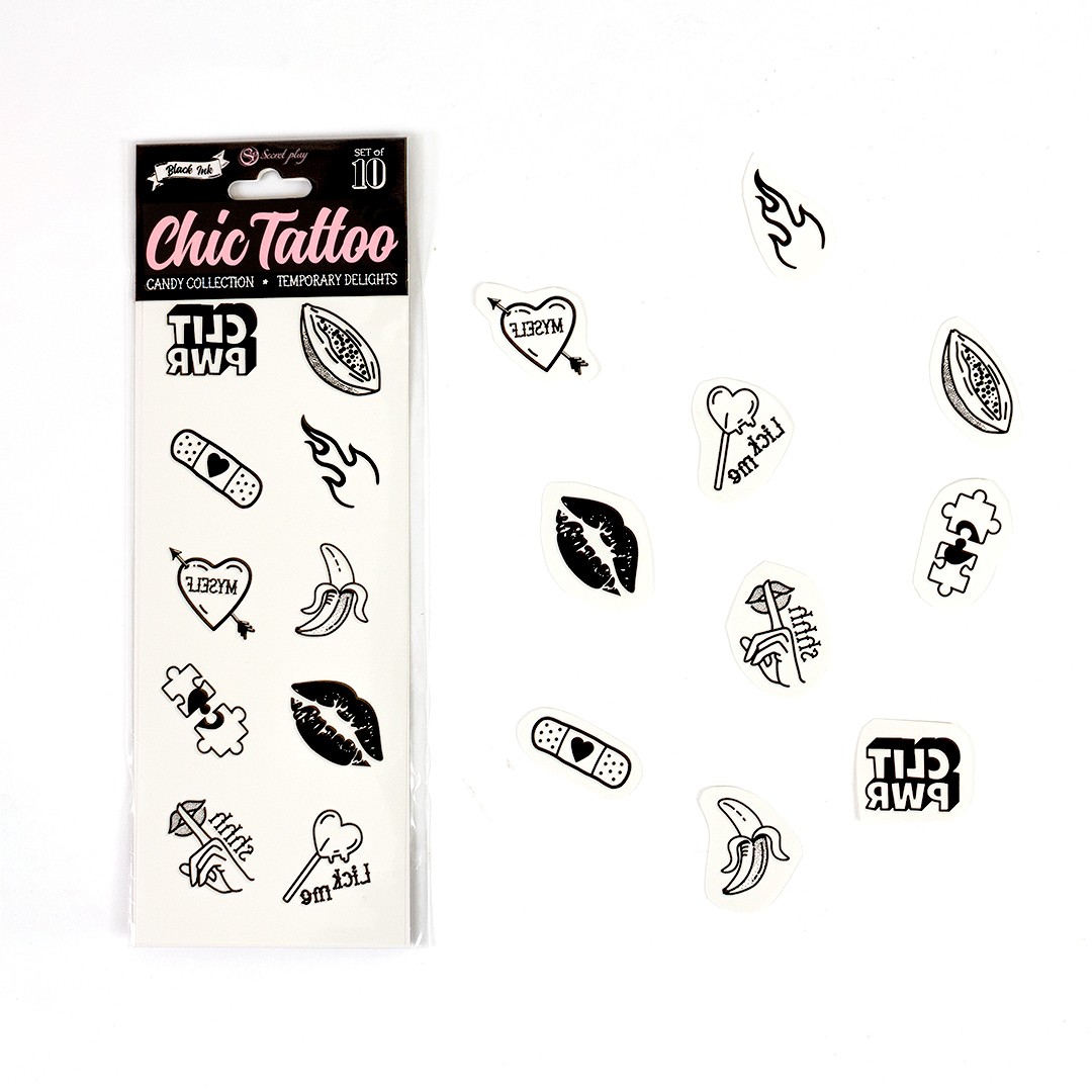 CONJUNTO DE 10 TATTOOS TEMPORALES - CANDY COLLECTION CHIC TATTOO SECRET PLAY