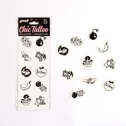 SET DI 10 TATUAGGI TEMPORANEI - SPICY COLLECTION CHIC TATTOO SECRET PLAY