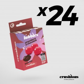 CONFEZIONE DA 24 PALLINE DI OLIO LUBBIES BACIABILI ALLA FRAGOLA & CIOCCOLATO CRUSHIOUS