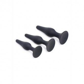 TRIPLE SPIRE - TAPERED SILICONE ANAL TRAINER SET - 3 PIECES - BLACK