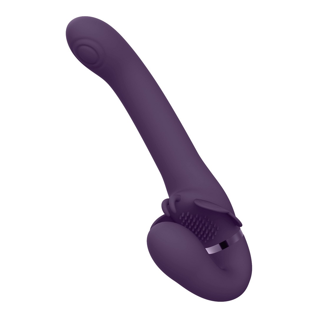 SATU - PULSE-WAVE AND VIBRATING STRAPLESS STRAPON - PURPLE