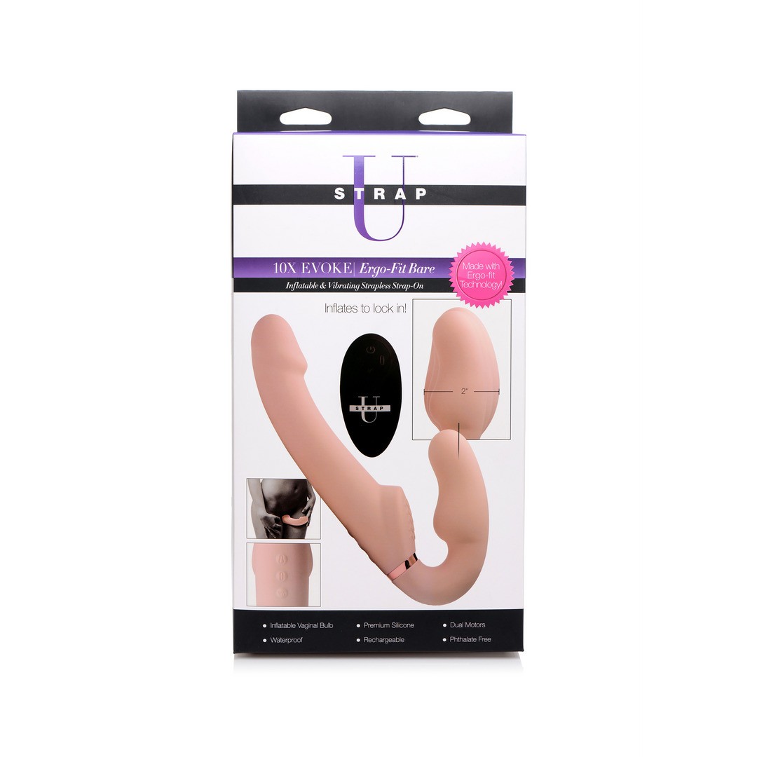 EVOKE ERGO-FIT - INFLATABLE AND VIBRATING STRAPLESS STRAP-ON