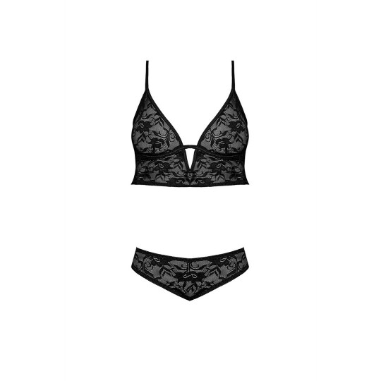 UNDERWIRED BRALETTE AND PANTY SET - 2X - BLACK