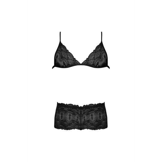 TRIANGLE BRA AND CHEEKY BRIEF SET - 2X - BLACK