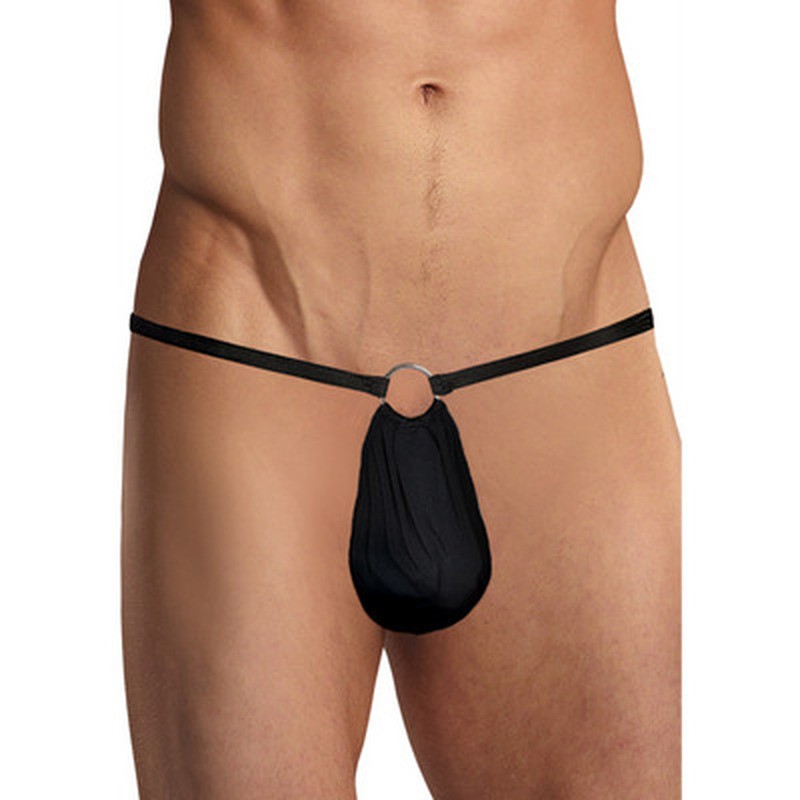 G-STRING WITH RING AT THE FRONT - ONE SIZE - BLACK