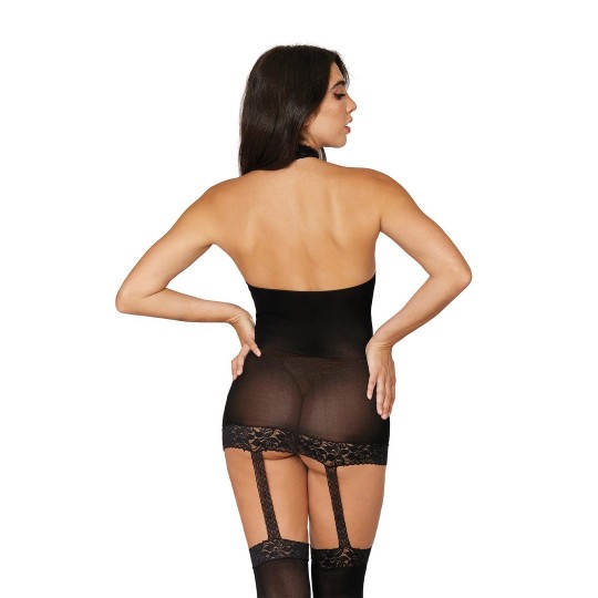 SHEER GARTER DRESS - ONE SIZE - BLACK