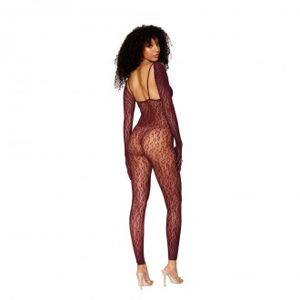 CATSUIT BODYSTOCKING AND SHRUG DIAMOND - ONE SIZE - BROWN