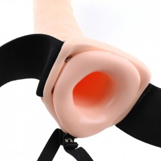 STRAP-ON OCO COM VIBRAÇÃO 8'' VIBRATING HOLLOW FETISH FANTASY SERIES BRANCO