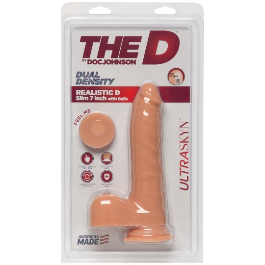 D SLIM - REALISTIC ULTRASKYN DILDO WITH BALLS - 7 / 18 CM