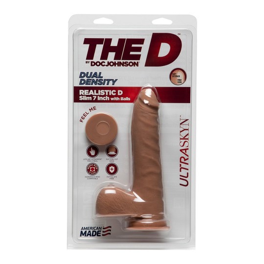 D SLIM - REALISTIC ULTRASKYN DILDO WITH BALLS - 7 / 18 CM