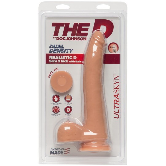 D SLIM - REALISTIC ULTRASKYN DILDO WITH BALLS - 2 PIECES