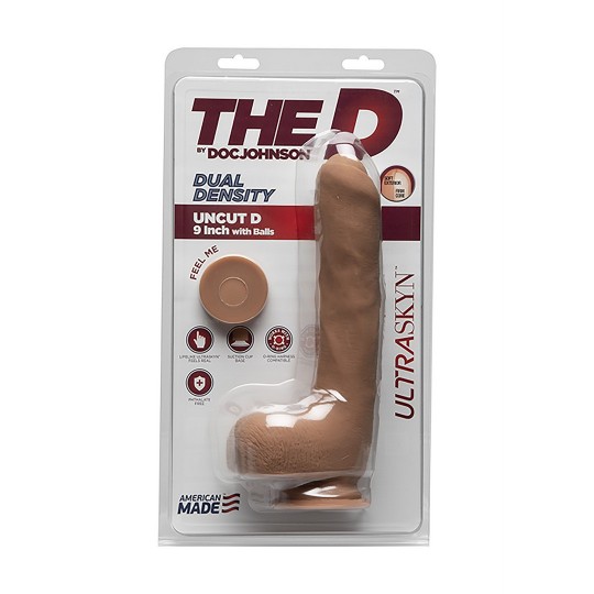 UNCUT D - REALISTIC ULTRASKYN DILDO WITH BALLS - 9 / 22 CM