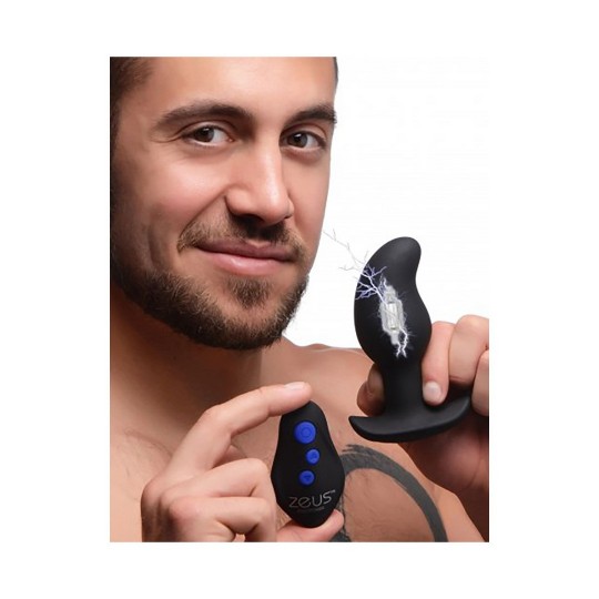 VIBRATING AND E-STIM SILICONE PROSTATE MASSAGER + REMOTE CONTROL