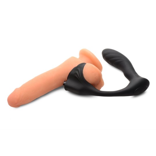 SILICONE PROSTATE PLUG WITH COCKRING AND REMOTE CONTROL