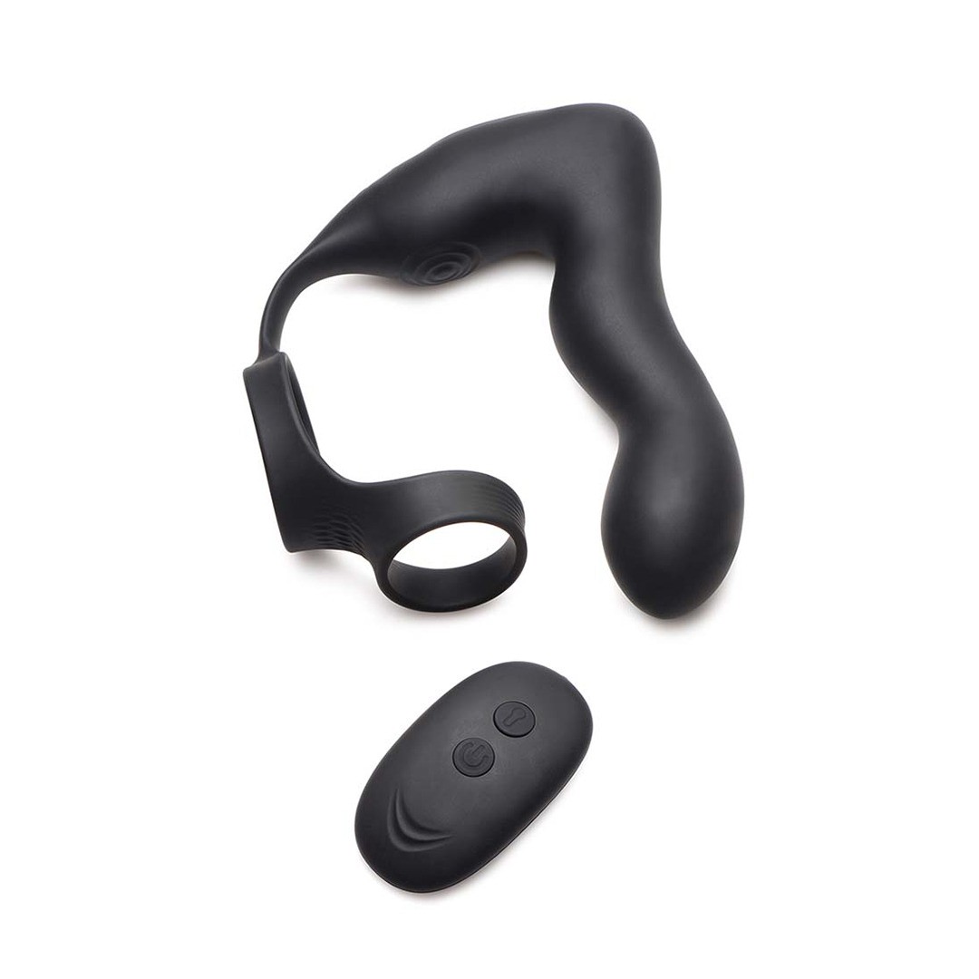 INFLATABLE AND VIBRATING PROSTATE PLUG + COCK AND BALL RING