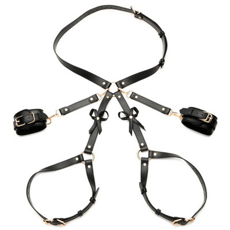 BONDAGE HARNESS WITH BOWS - BLACK