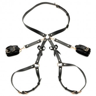 BONDAGE HARNESS WITH BOWS - XL/2XL - BLACK