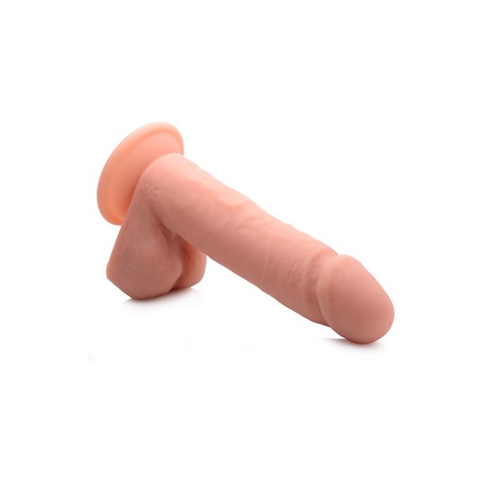 VIBRATING REMOTE CONTROL SILICONE DILDO WITH BALLS - 8 / 20,5 CM