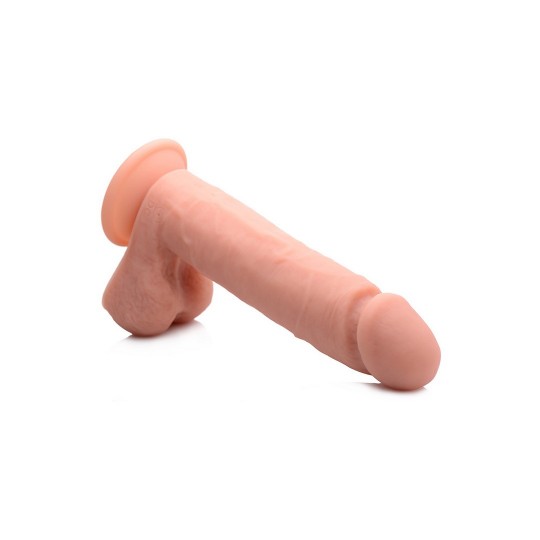 VIBRATING REMOTE CONTROL SILICONE DILDO WITH BALLS - 9 / 23 CM