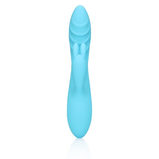 RIBBED ULTRA SOFT SILICONE RABBIT VIBRATOR - GLACIAL BLUE