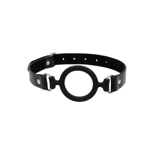 SILICONE RING GAG WITH LEATHER STRAPS