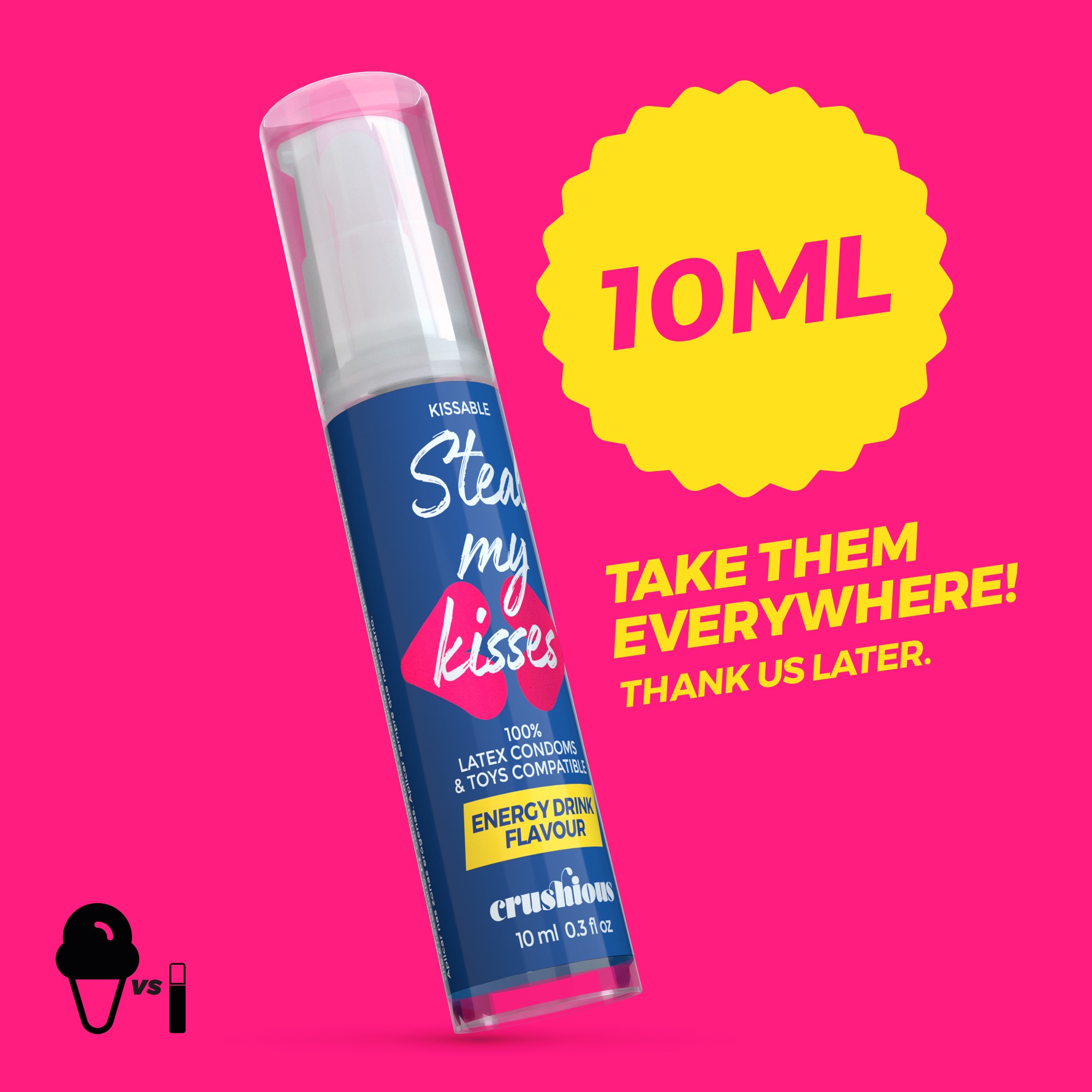 GEL LUBRICANTE STEAL MY KISSES DE SABOR BEBIDA ENERGÉTICA CRUSHIOUS 10ML