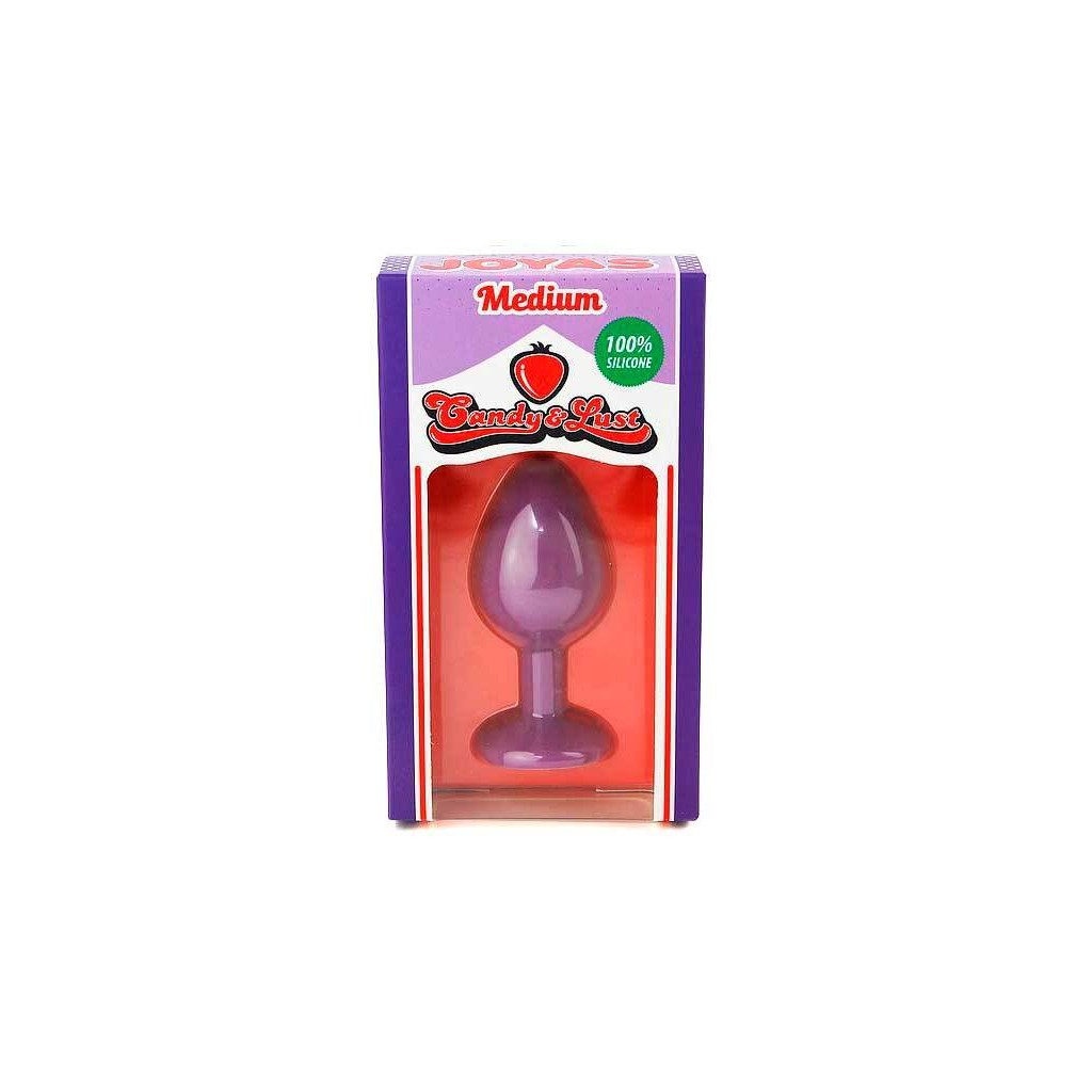 PLUG ANAL DE SILICONA CON JOYA MORADO CANDY LUST
