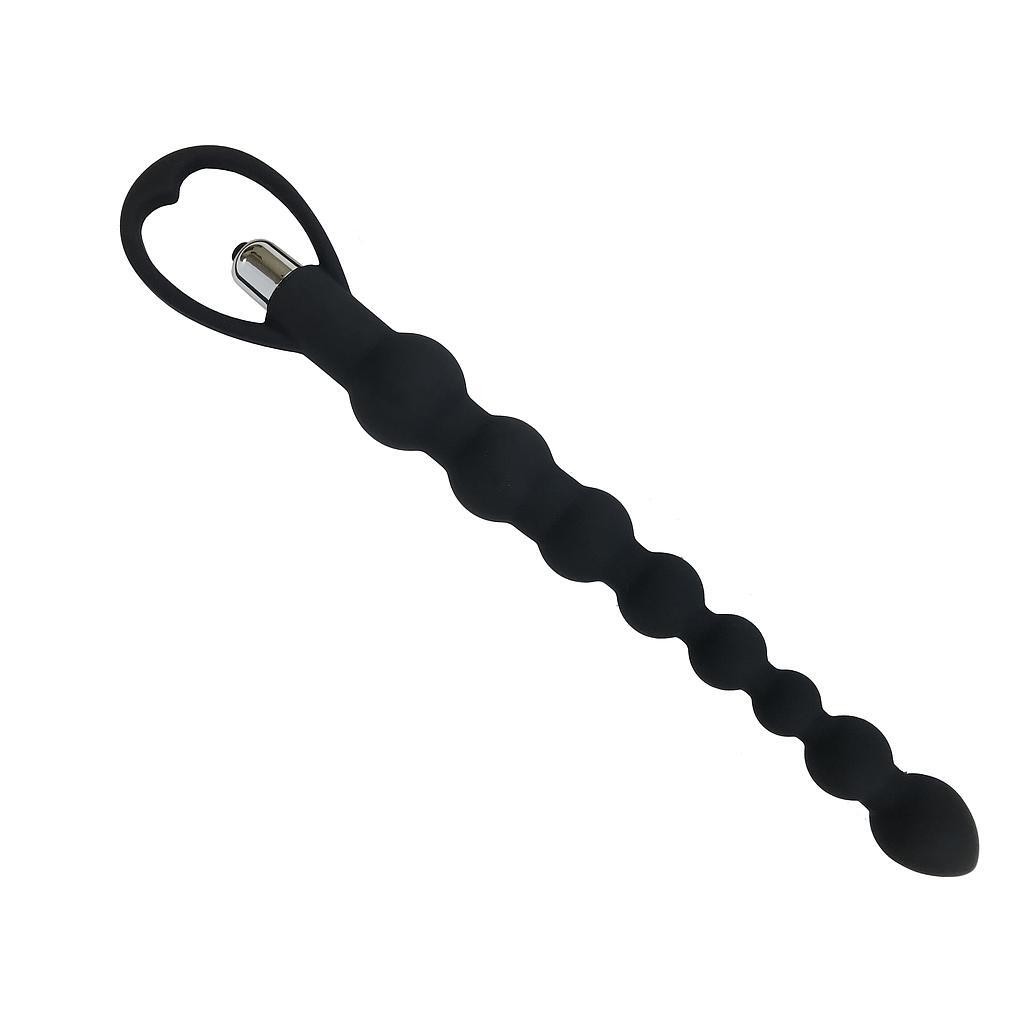 TIRA DE PERLAS ANALES CON VIBRACIÓN MARAMBA NEGRO INTIMEN 