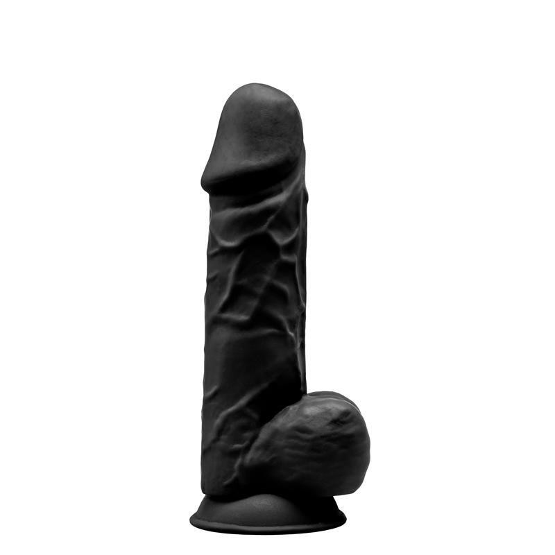 DILDO REALISTA DUAL DENSITYCON TESTÍCULOS NEGRO MOD. 4 8.5' 