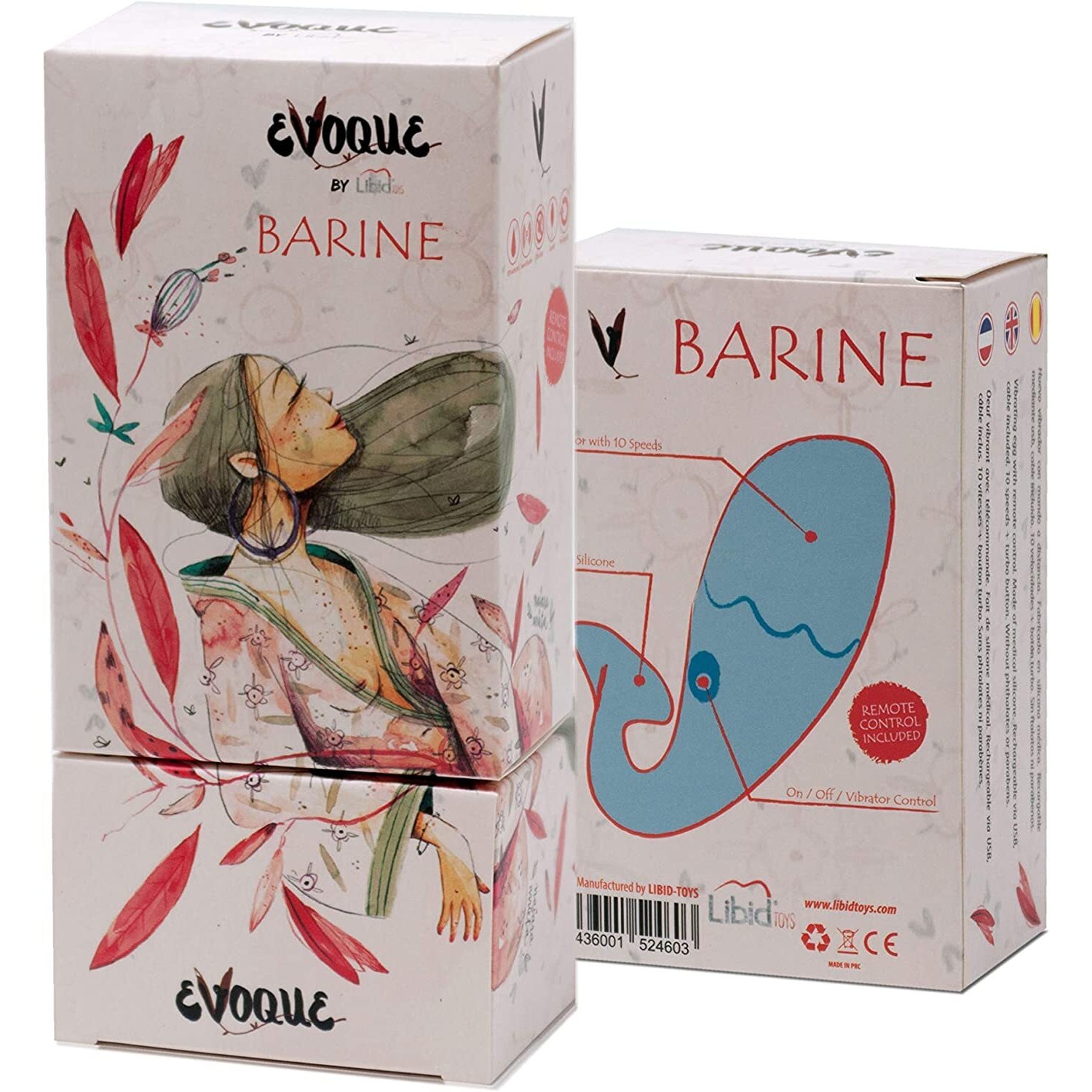 HUEVO VIBRADOR RECARGABLE CON MANDO BARINE MORADO EVOQUE