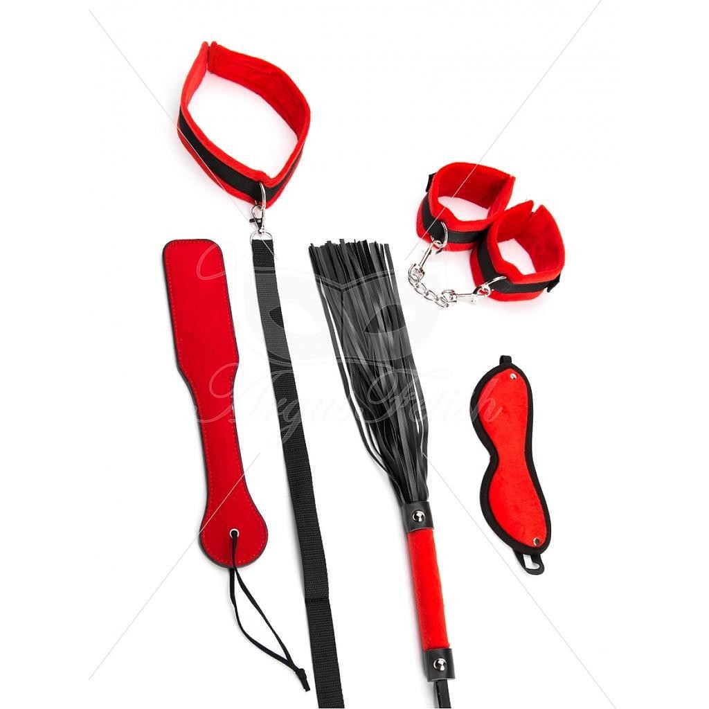 CONJUNTO DE 5 PIEZAS RED BONDAGE SET ARGUS TOYS